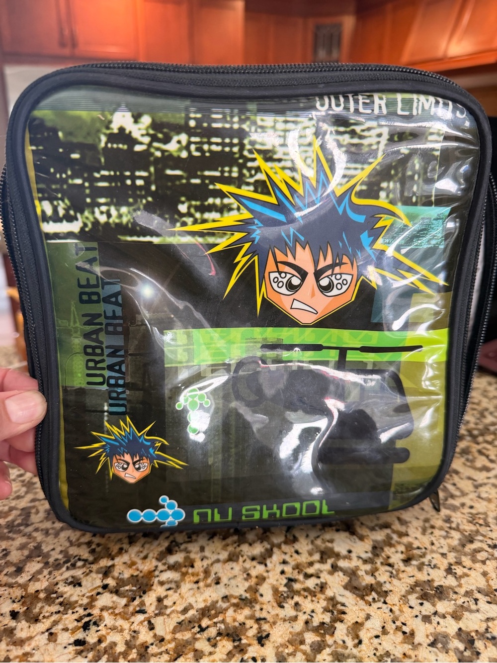 Nu Skool Urban Beat Clear Graphic Lunch Bag - Black & Lime